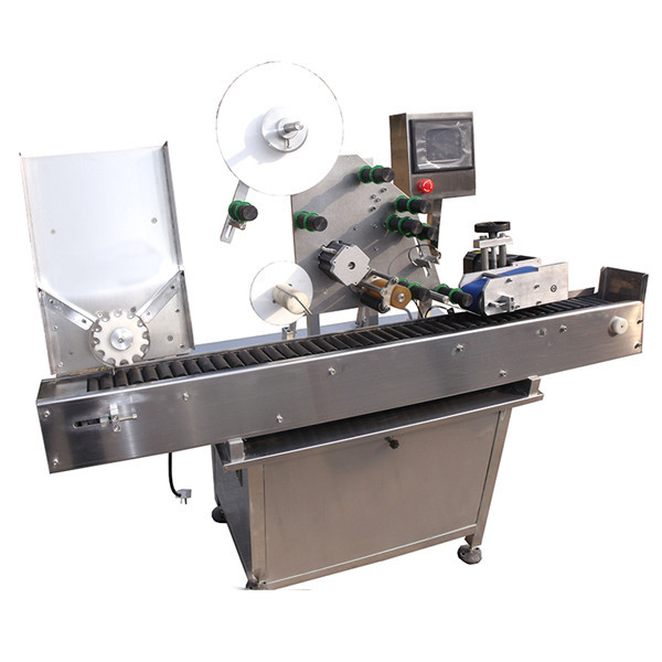 Шағын дөңгелек бөтелкедегі флаконға арналған стикерді айналдыру үстелімен жапсыруға арналған машина